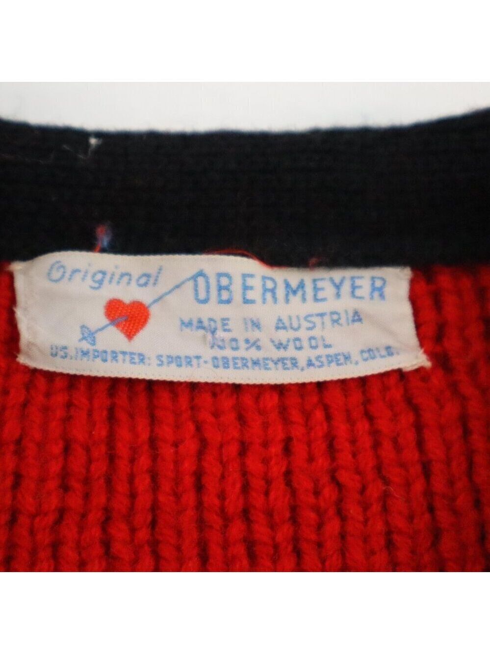 Original Obermeyer Vintage Cardigan Ski Sweater Red Button Front 1960's Large? - Picture 5 of 11